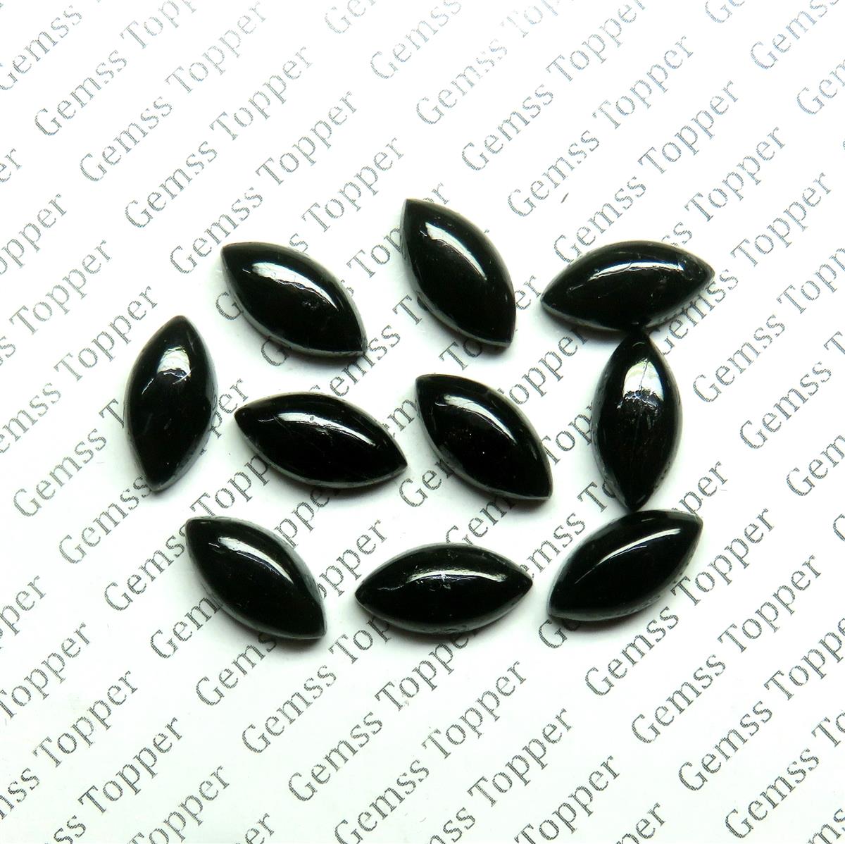 Black Tourmaline 2x4 mm Marquise Cabochon